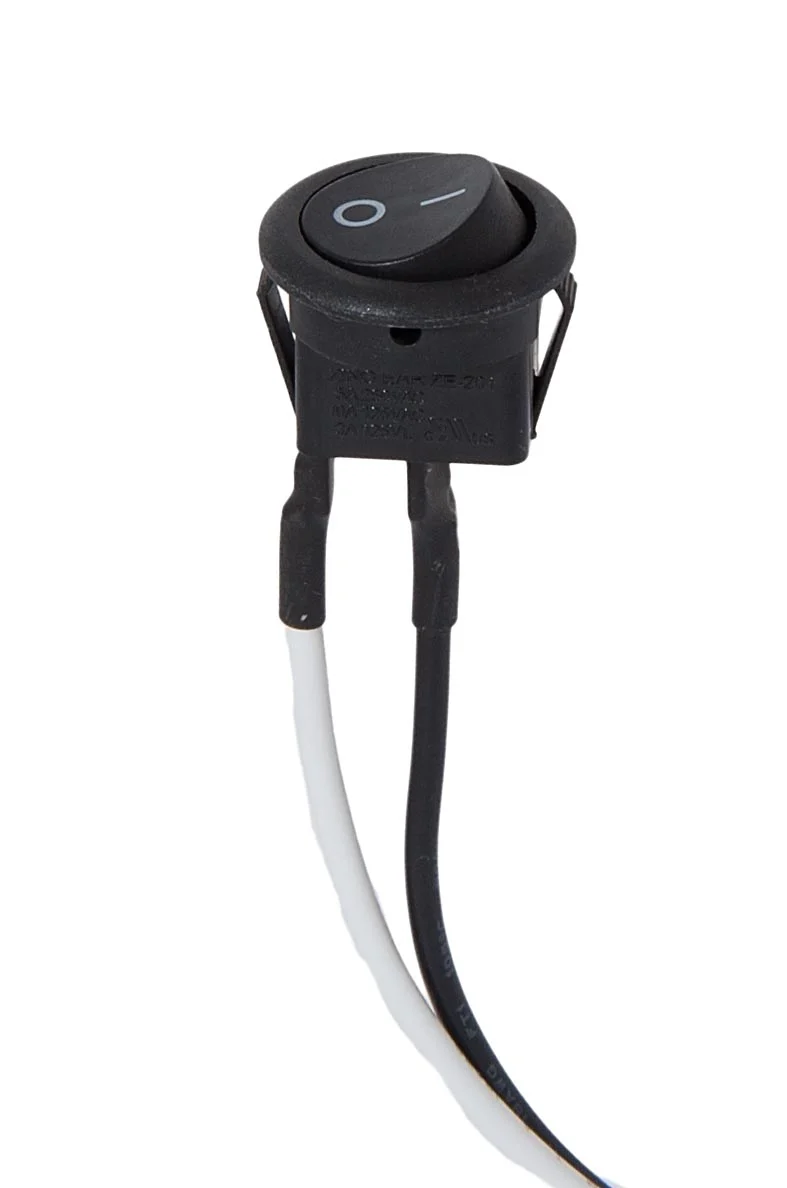 Round, Black ON/OFF Snap-In Rocker Switch (40416)