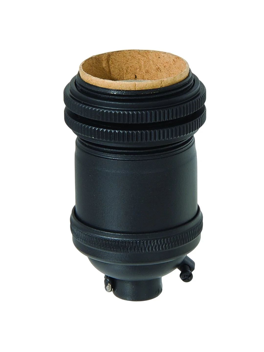 Satin Black Finish Brass Keyless, Heavy Turned Brass Tall Socket, Ground Screw Terminal (48264BK)