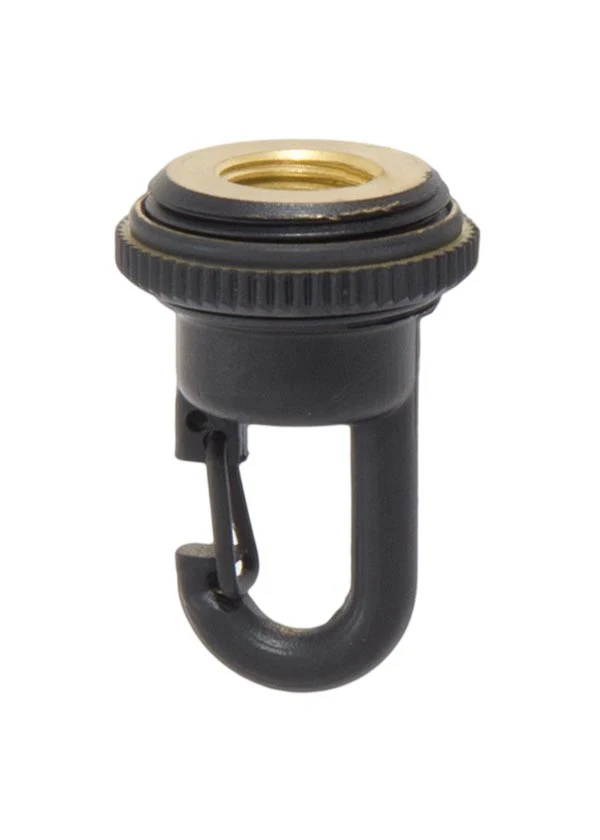 Satin Black Finish Cast Brass Quick Hook Screw Collar Loop, 1-3/4" Tall, 1/4F Tap (10992BK) - Image 2