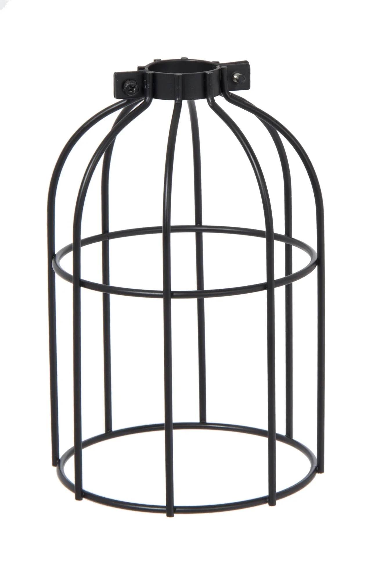 Satin Black Finish Steel Wire Bulb Cage, Clamp On Socket Type (08375BK)