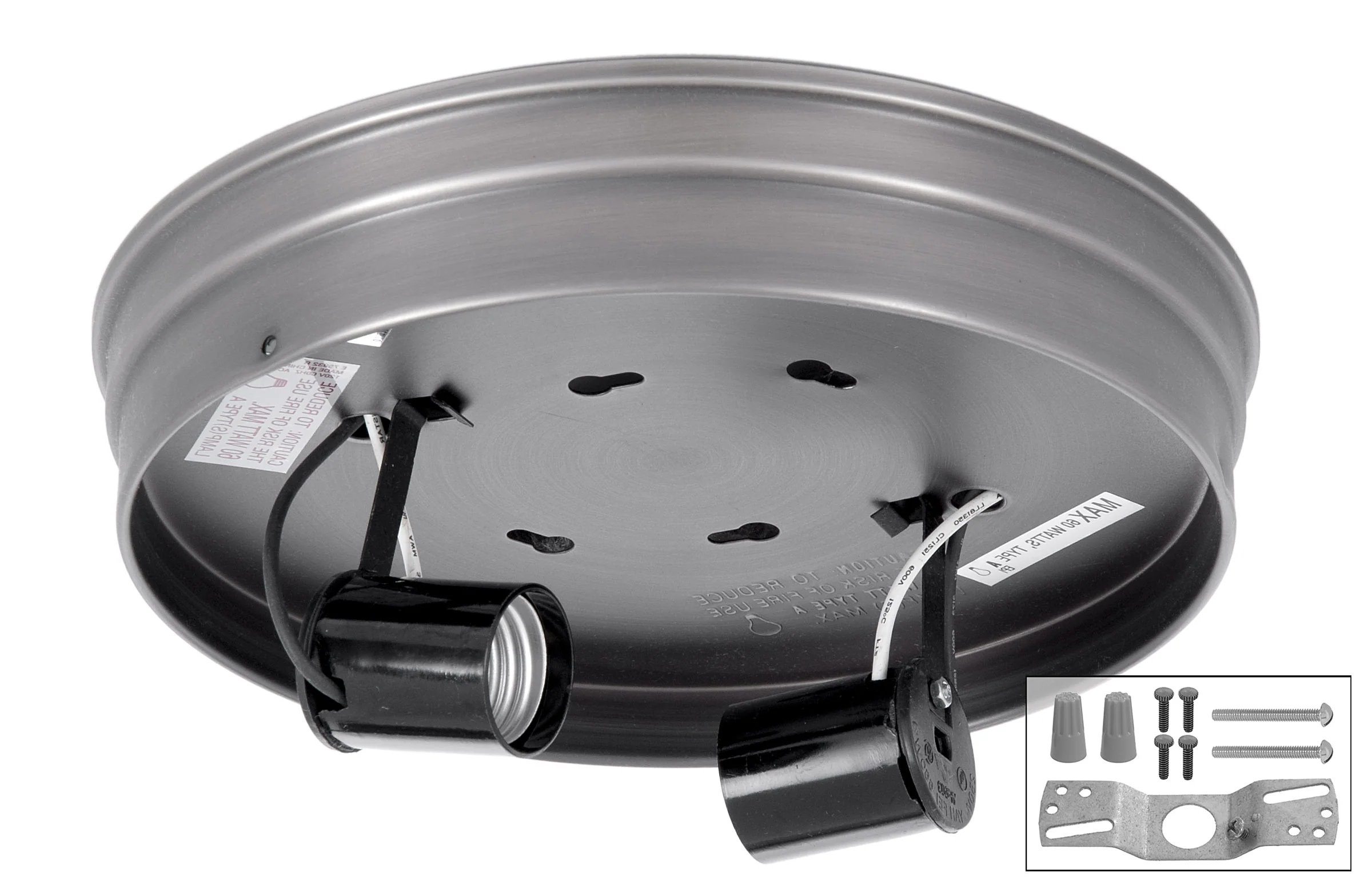 Satin Nickel Finish Flush Mount 8 Inch Wired Shade Holder (11832SN)