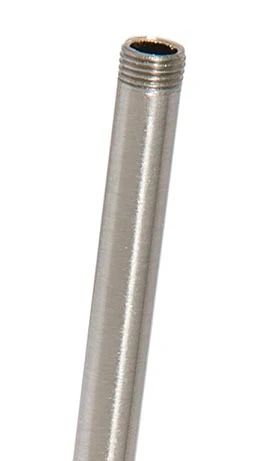 Satin Nickel Finish Steel Lamp Pipe, Ends Threaded 1/8 IP - Choice of Length (22249SN)