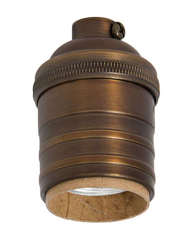 Short Keyless Brass Socket, No UNO Threads, Antique Bronze (48261B)