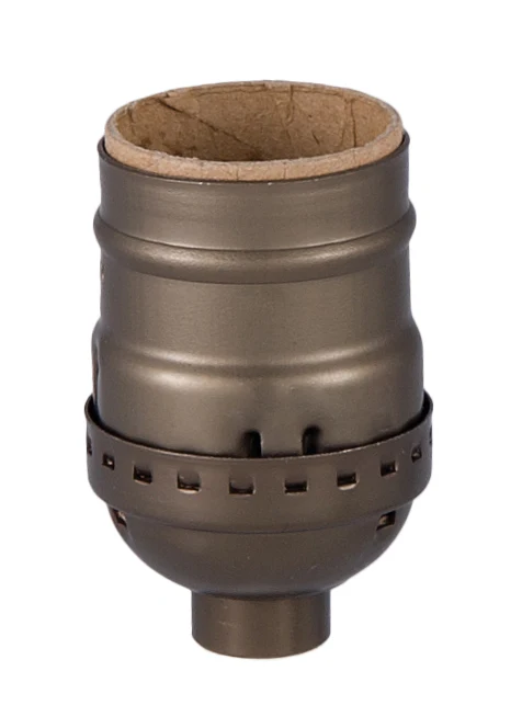 Standard Base, Keyless Aluminum Lamp E26 Socket, Antique Brass finish (48348A)