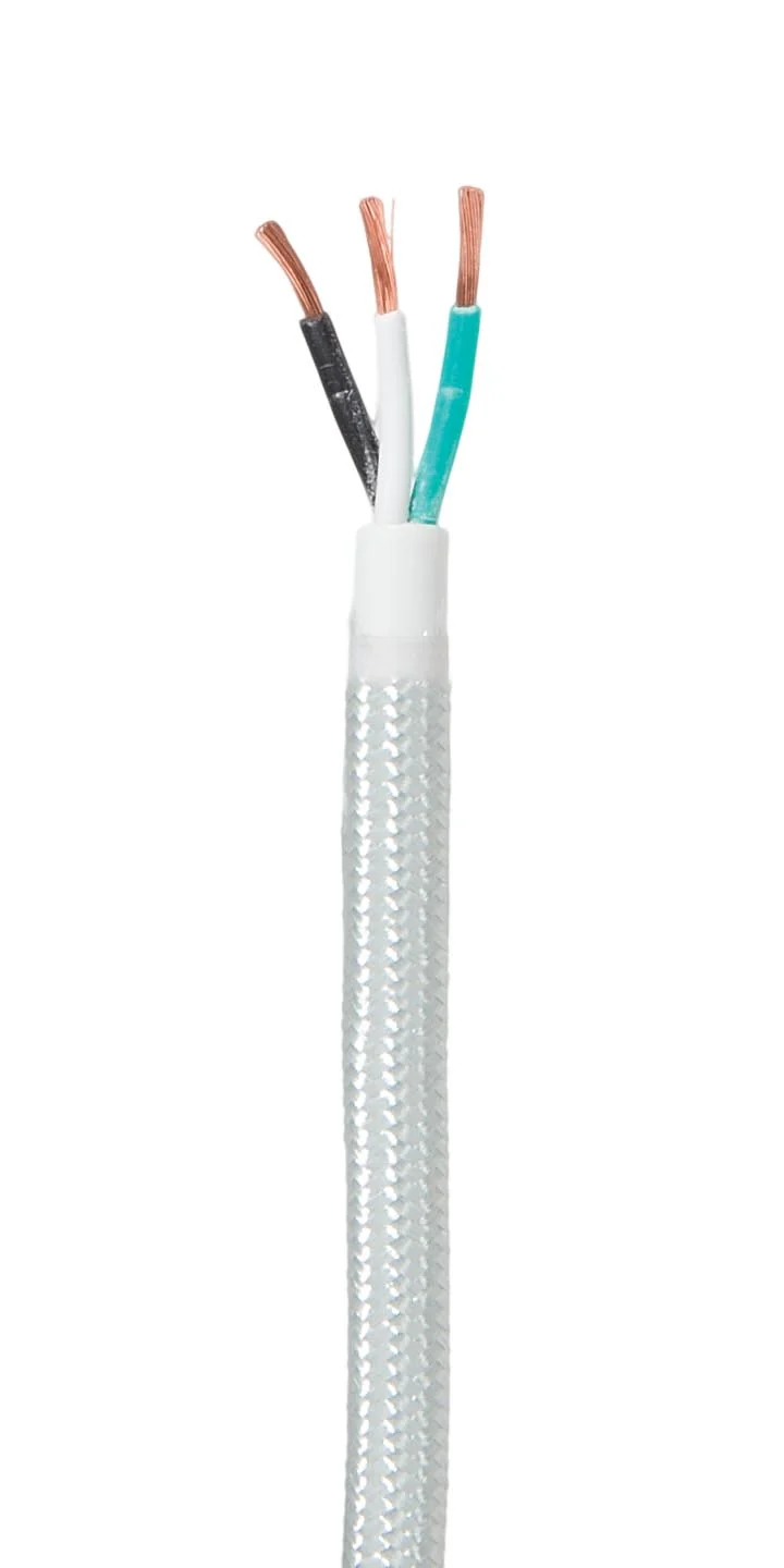 18-3 SVT-B Silver Color, Fabric Covered Parallel Fabric Lamp Cord, Choice of Length, UL Listed (46655S)