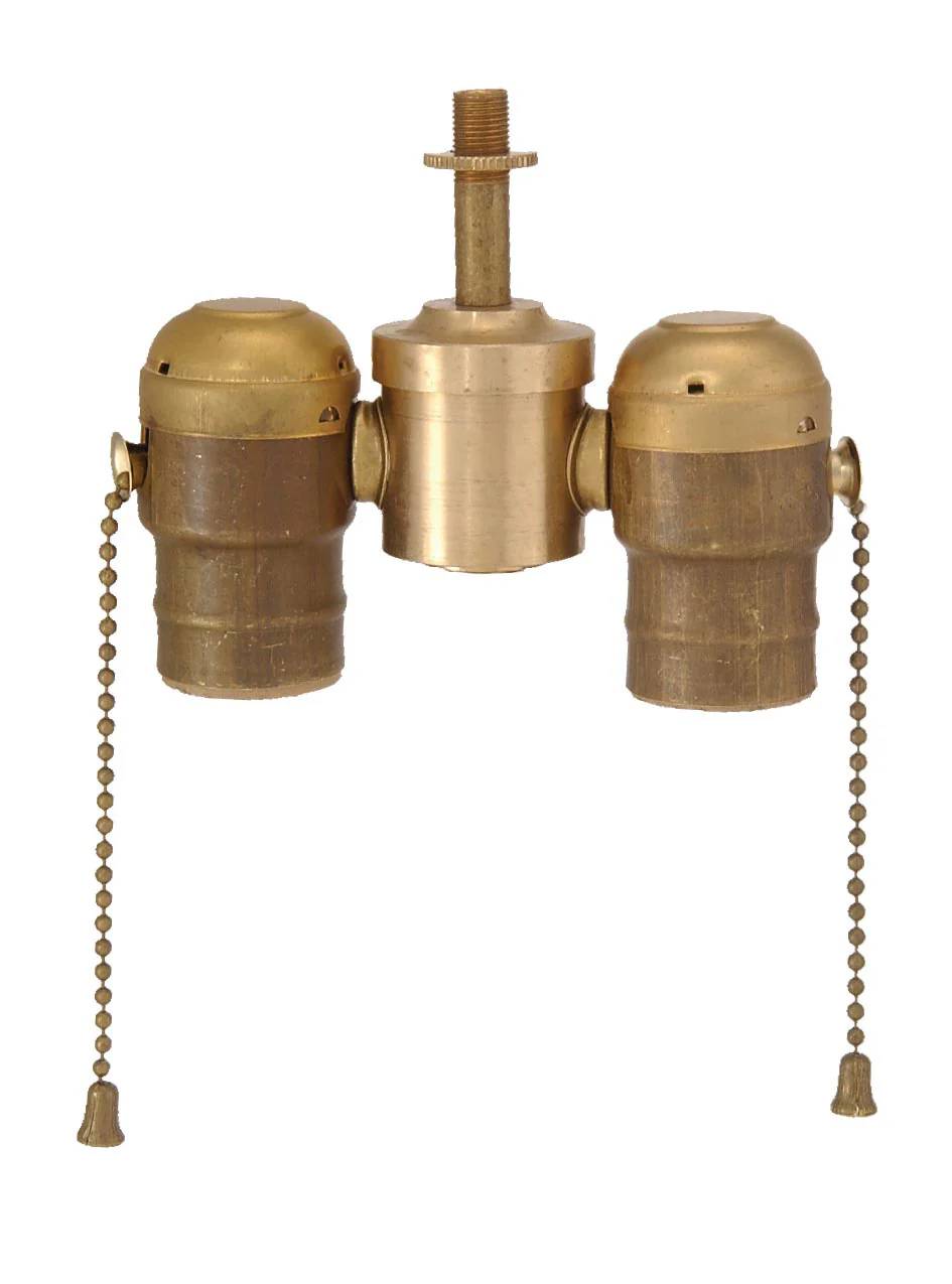 2-Lite Solid Brass Wired Pull Chain Cluster (40116)