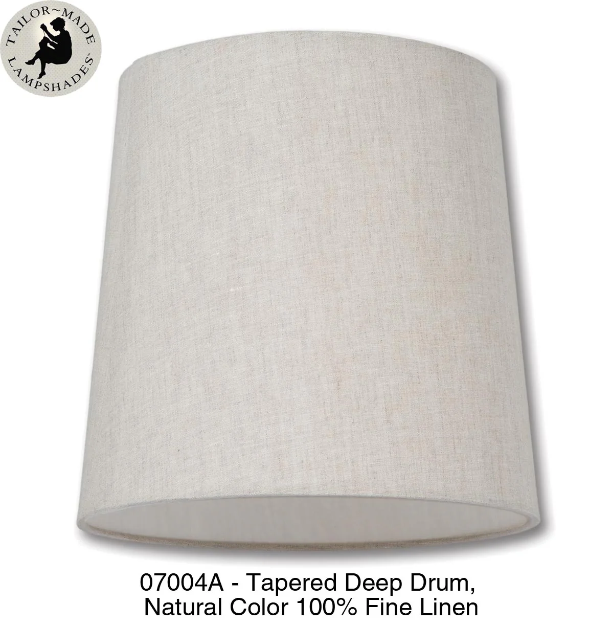 Tapered Deep Drum Lamp Shades - Off White Color, 100% Fine Linen Material (07003F) - Image 2
