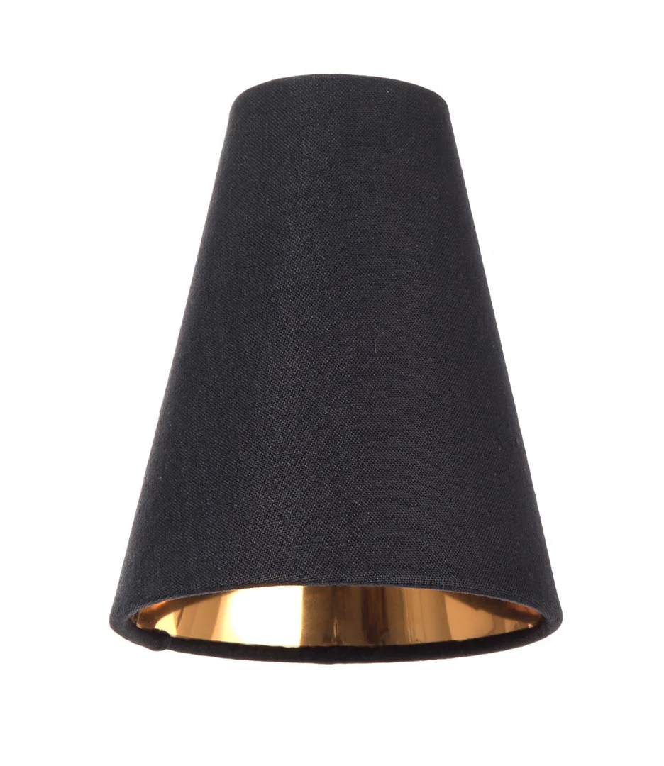 Tapered Deep Empire style Chandelier Shades, Black Linen with gold foil lining (00711KE) - Image 2