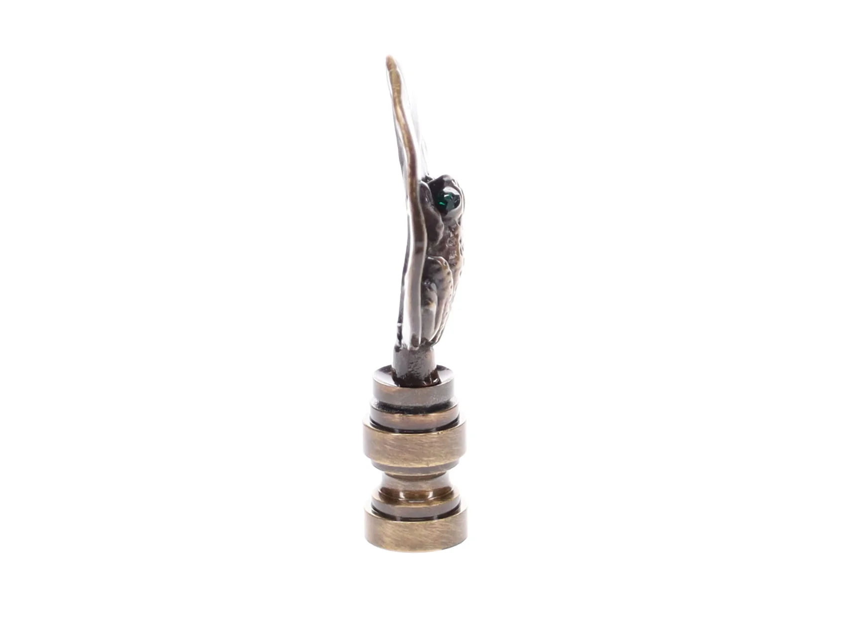 2-3/8" Tall Tree Frog Design Cast Metal Finial Antique Brass Finish 1/4-27F Tap (11239A) - Image 2
