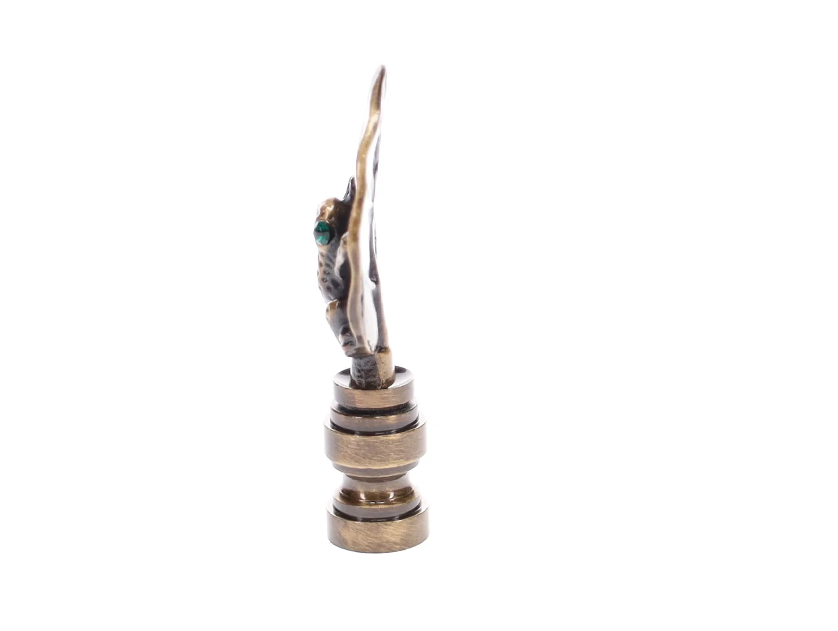 2-3/8" Tall Tree Frog Design Cast Metal Finial Antique Brass Finish 1/4-27F Tap (11239A) - Image 4