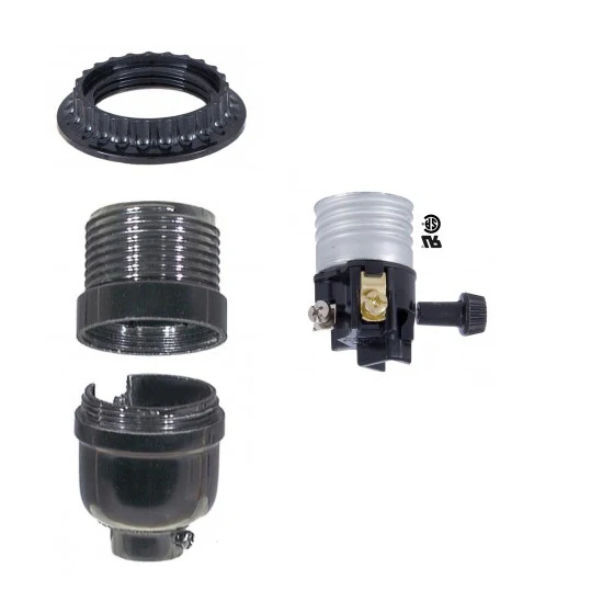 Medium Base, 3-Way Turn-Knob, Phenolic Socket, with Threaded Shell and Ring (47685) - Image 2