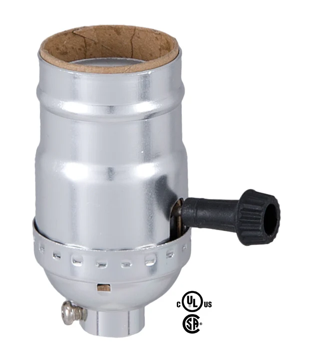 On-Off Turn-Knob Medium Base Lamp Socket With Nickel Finish (48345N)