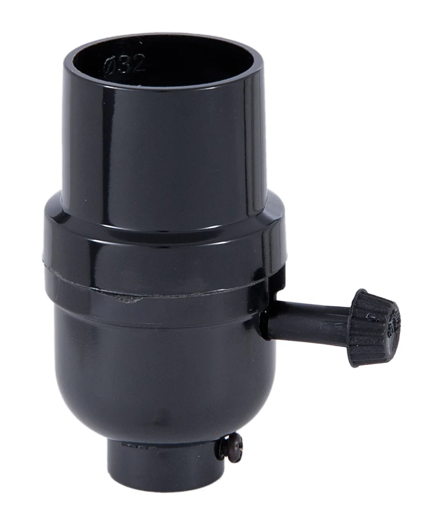 Turn-Knob On/Off Phenolic Socket, Medium Base, No UNO Threads (47673)