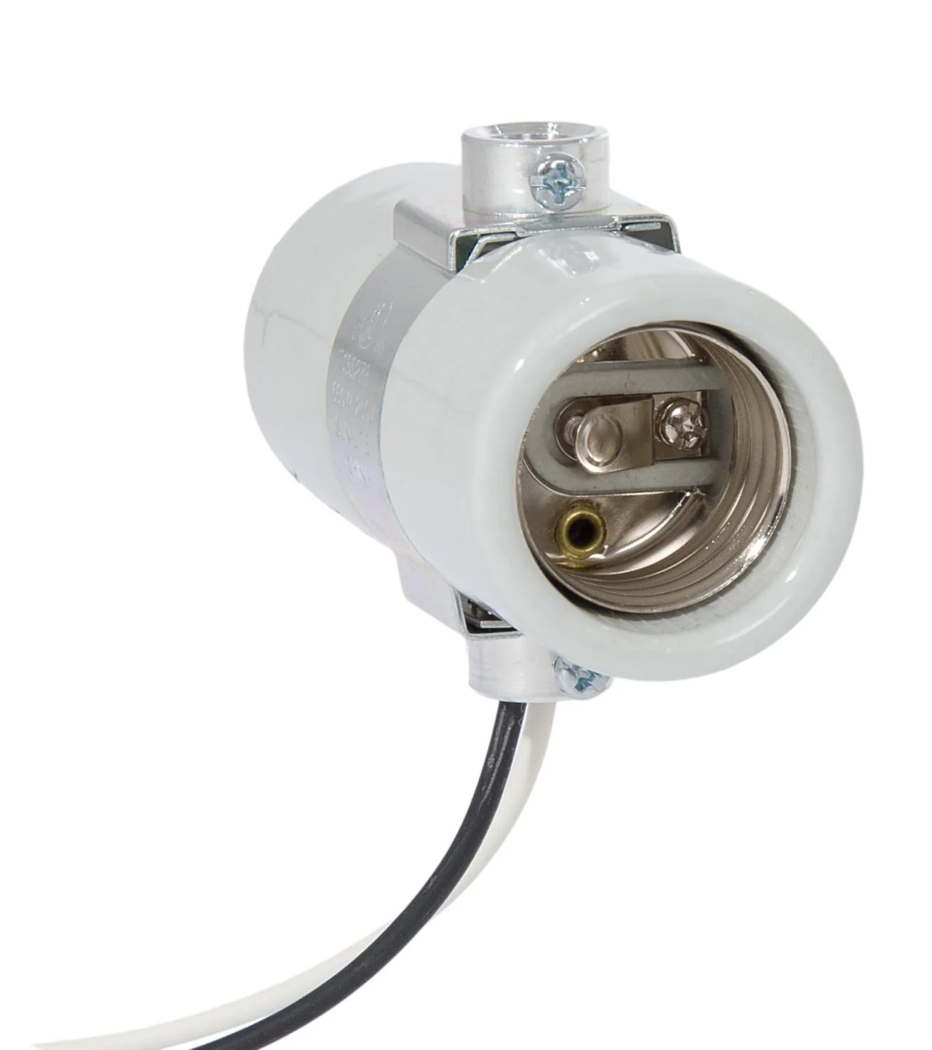 Twin E-26 Base Glazed Porcelain Socket with Double Brushing Strap, 24" Leads (47757) - Image 2