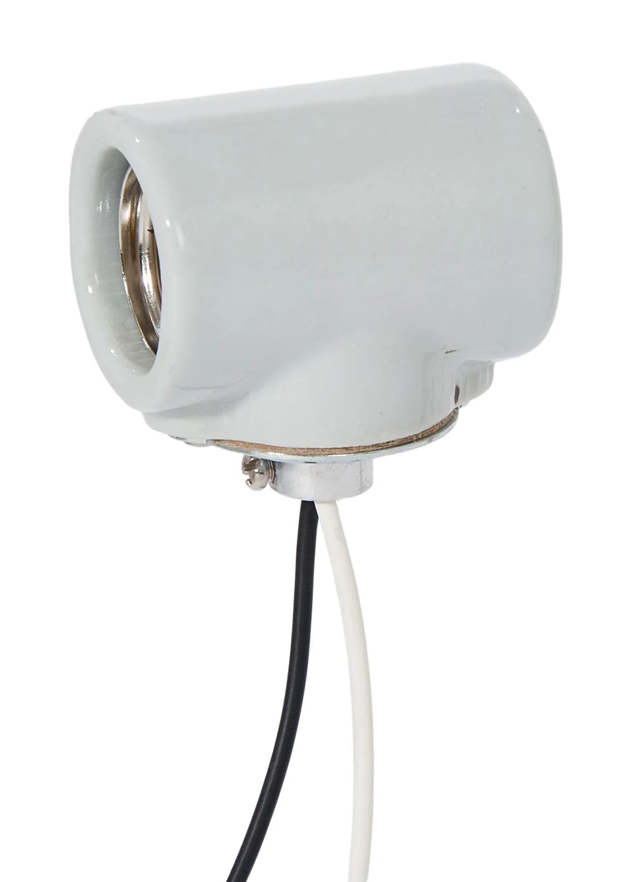 Twin Glazed Porcelain E-26 Base Socket with Flange Bushing Cap, 9" Leads (47756) - Image 2
