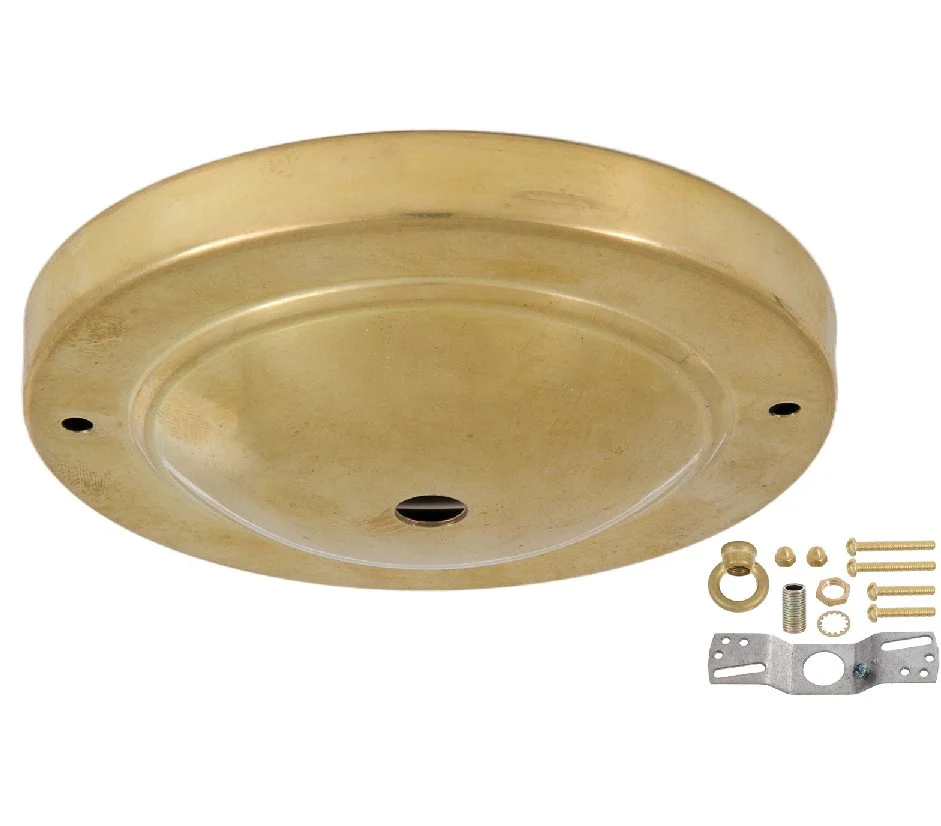 Shallow Dome Shape Unfinished Brass Canopy & hardware kit with matching finish (11717U) - Image 3
