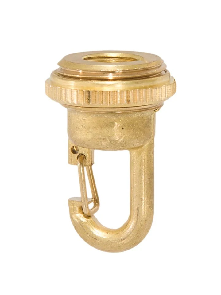 Unfinished Brass Cast Brass Quick Hook Screw Collar Loop, 1-3/4" Tall, 1/4F Tap (10992U) - Image 2