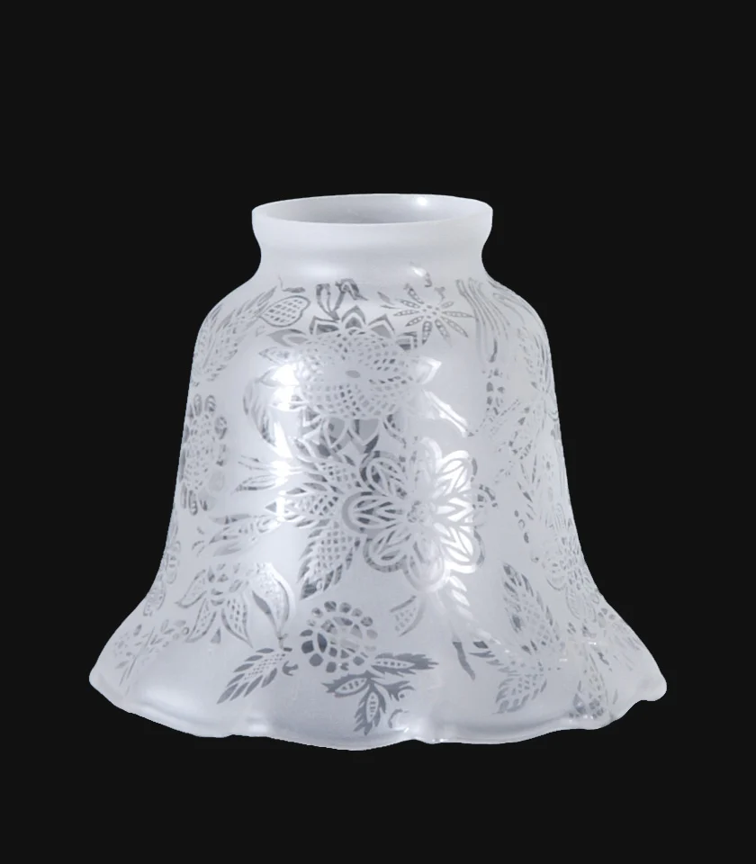 4-1/2 inch tall Victorian Etched Floral Fixture Shade, 2-1/4 inch lip fitter (08421)