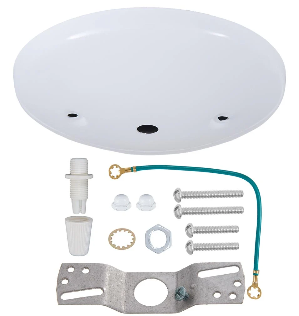 5" White Finish Steel, Modern Fixture Canopy Kit w/Cord Grip Bushing (11784W) - Image 3